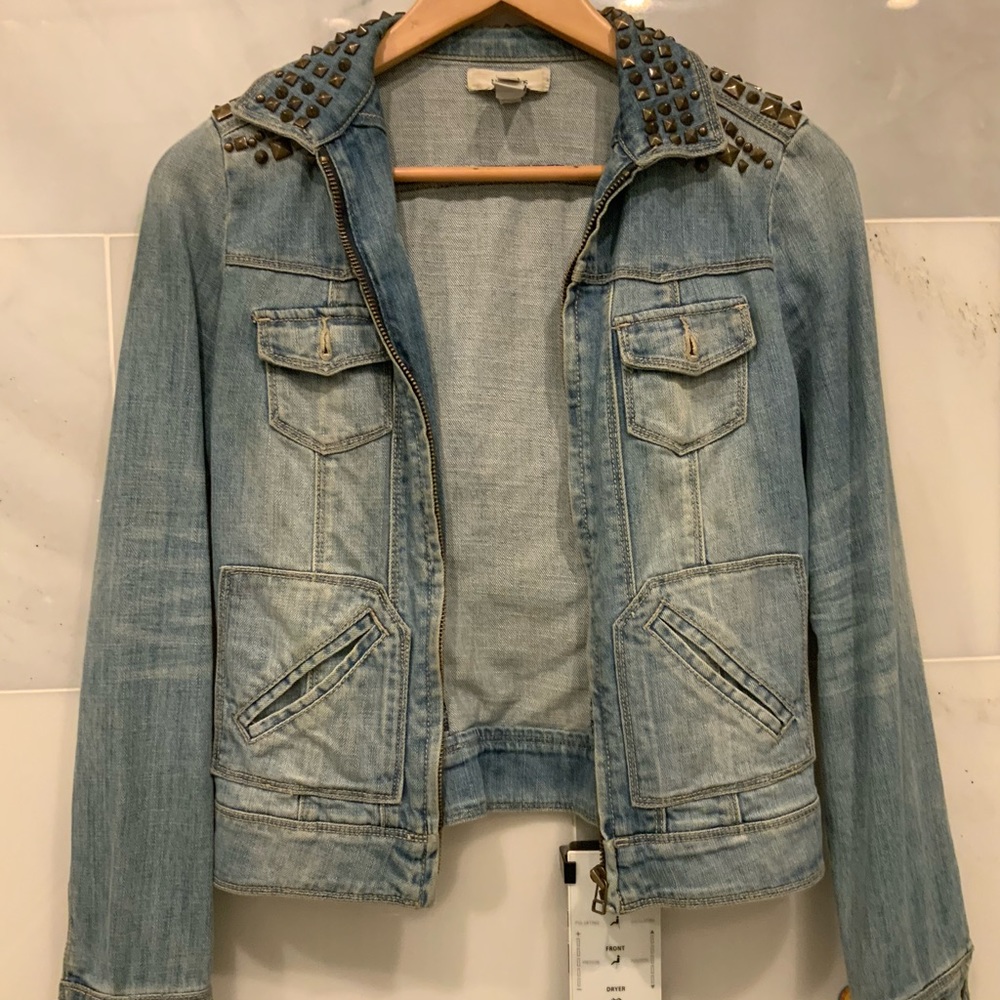 Jeans Jacket with studs . In perfect shape worn twice